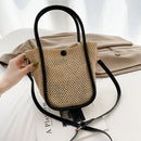 Women Hollow Straw Handbag Woven Beach Holiday Leather Shoulder Crossbody Bags