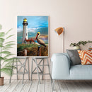 Handpainted DIY Bird and Lighthouse Oil Paint by Numbers Pictures Craft Kit