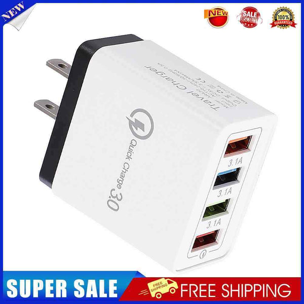 5pcs 4 USB 3A US Plug Adapter Travel Fast Charging(Black)