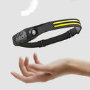 COB LED Sensor Headlight Flashlight USB Outdoor Camping Strong (B Yellow)