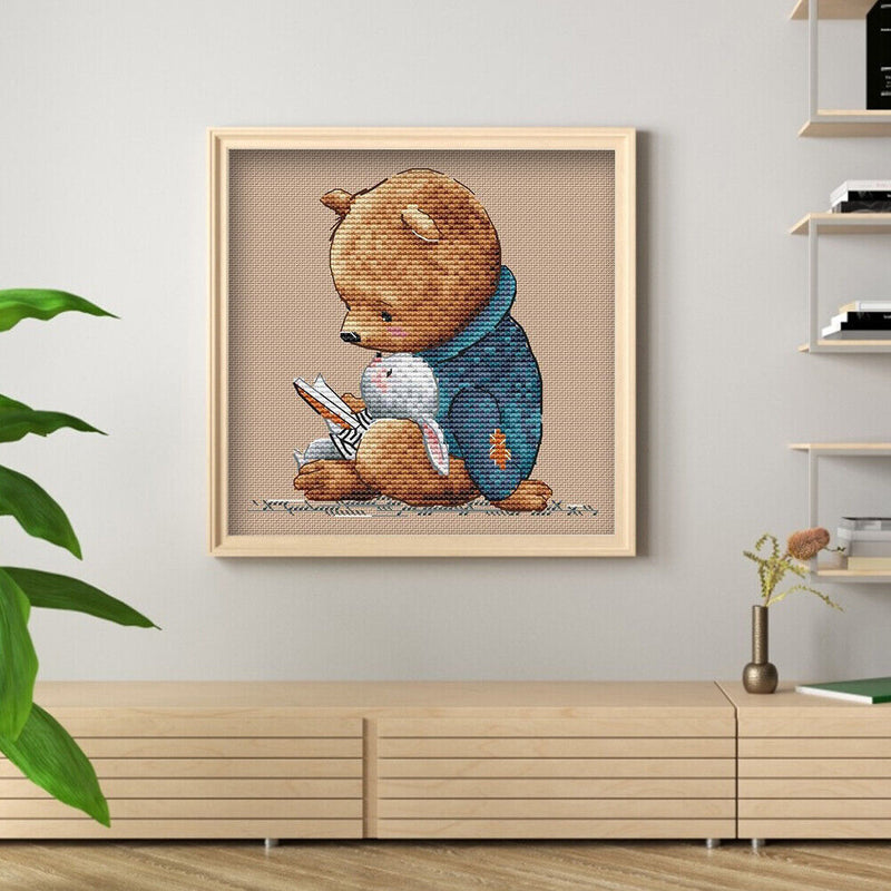 11CT Printed Partial Cross Stitch DIY Bear Rabbit Hand Painting Room Decoration