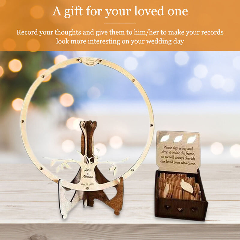 #A Wedding Guest Book Alternative Wooden Card Box 60 Wood Leaves for Reception