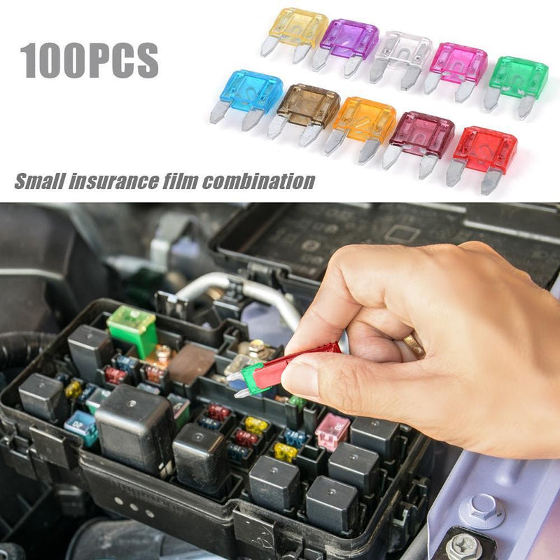 100pcs Assorted Mini Car Fuses 3A 5A 7.5A 10A 15A 20A 25A 30A 35A 40A with Clip