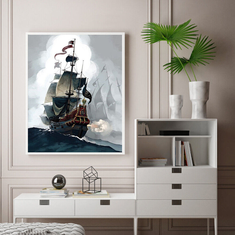 Sailboat at Sea Oil Paint By Numbers Kit DIY Acrylic Painting on Canvas Art