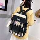 4pcs/Set Women Canvas Backpacks College Teenager Rucksack Mochila Shoulder Bags