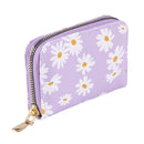Fashion Women PU Daisy Flower Card Oaganizer Casual Ladies Wallet (Purple)