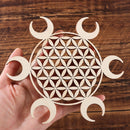 Plate Flower of Life Pattern Geometry Crystal Healing Plate Sculpture Wood Grid
