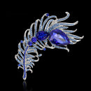 European Fashion Brooch Rhinestone Corsage Peacock Feather Women Accessories