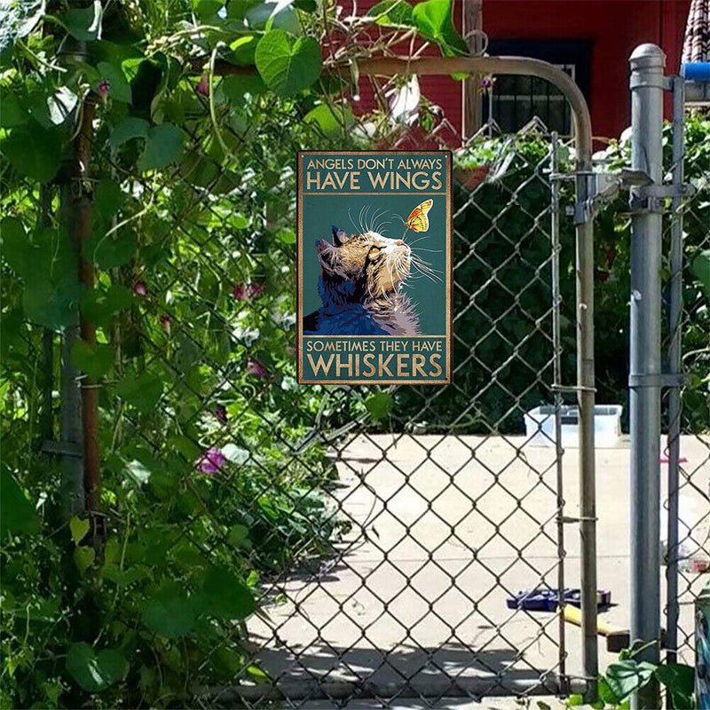 Retro Cat Butterfly Metal Plate Painting for Bar Pub Tin Plaques Wall Sign