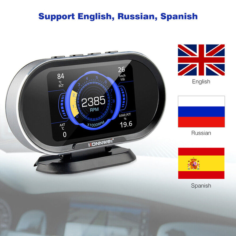 KONNWEI KW206 2 in 1 OBD TFT Screen On-Board Computer Auto Head-Up Display
