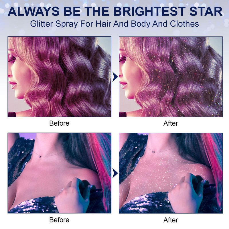 60ml Hair Body Glitter Spray Nightclub Party Body Starry Glitter Spray Makeup_