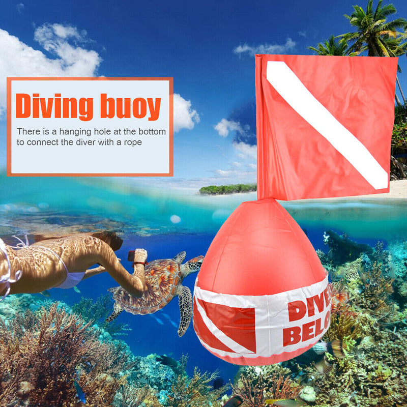 PVC Floating Buoy with Dive Flag Scuba Diving Flag Surface Marker Buoy Sign