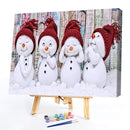 Oil Paint By Numbers Picture DIY Drawing Painting Snowman Baby Drawing on C