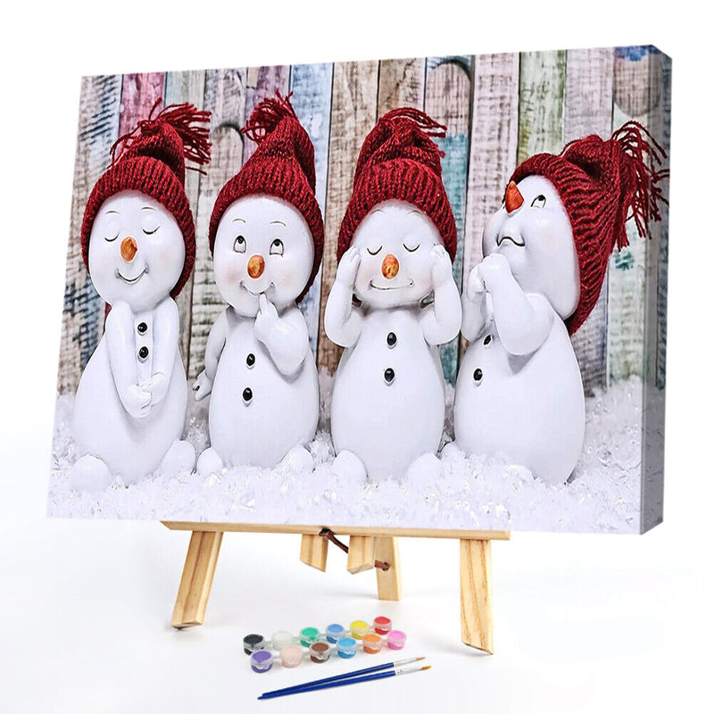 Oil Paint By Numbers Picture DIY Drawing Painting Snowman Baby Drawing on C