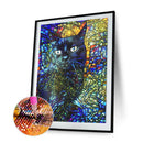 DIY Full Drill Round Shape Multicolor Cat Rhinestone Diamond Drawing for Home