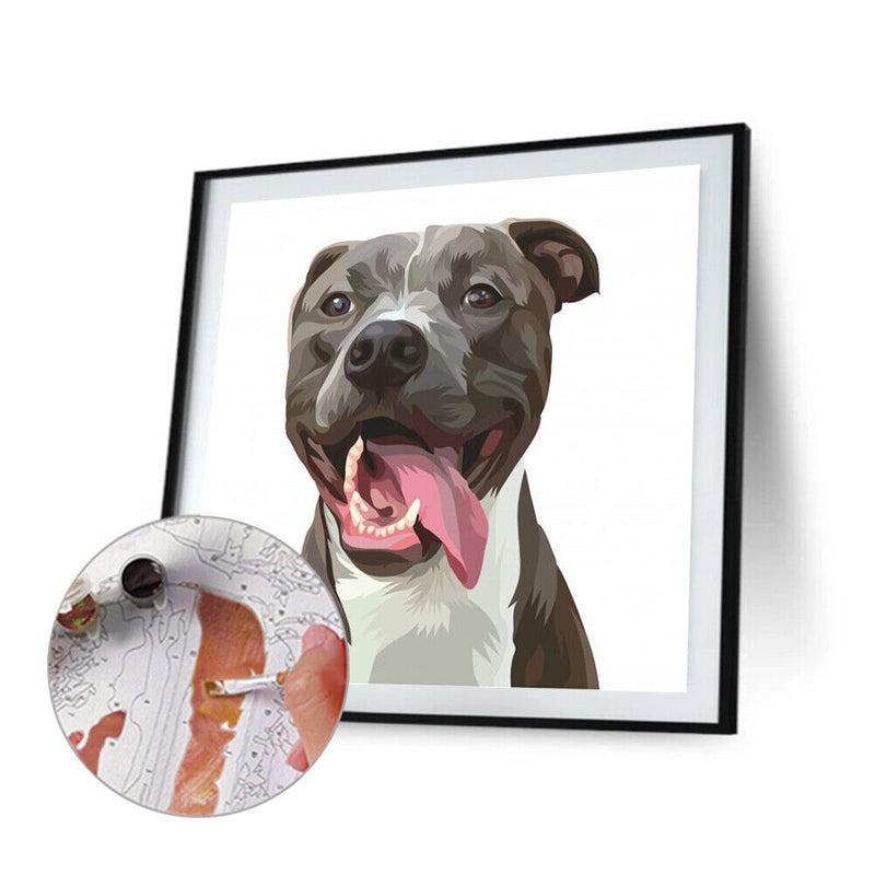 Animals Paint By Numbers Frameless DIY Handmade Picture On Canvas (Dog)