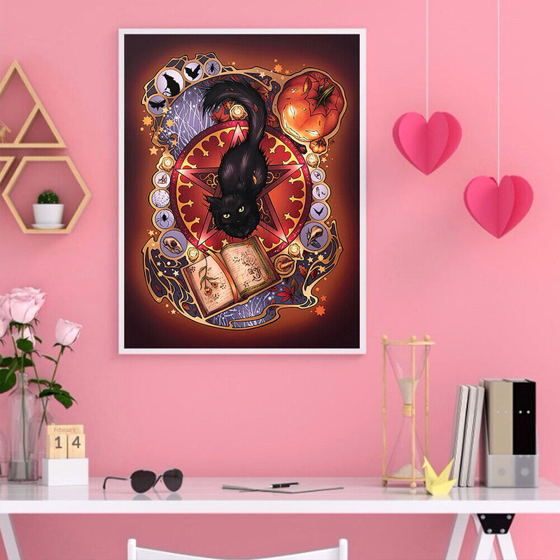 5D DIY Full Round Drill Diamond Painting Kit Halloween Pumpkin Drawing Orname