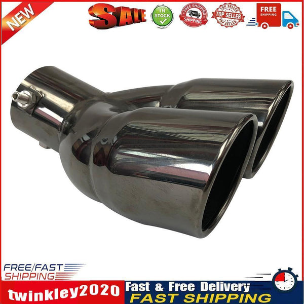 Car Bent Dual Exhaust Muffler Tip Bolt-on Slant Cut Black Titanium (76mm) Newly
