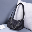 Fashion Women Pure Color Butterfly Chain Underarm Bag Hobos Handbag (Black)