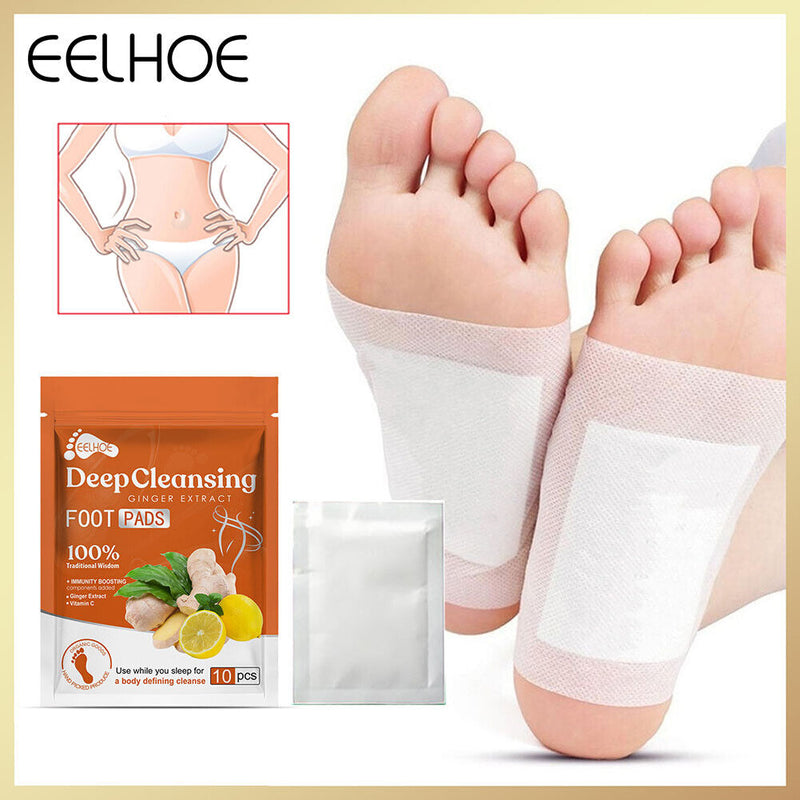 EELHOE 10 Packs Ginger Foot Patches Bamboo Vinegar Pads Adhesive Foot Care Tool