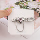 Bend Chain Tassel Design Bangs Clip Metal Pink Love Heart Hair Clip Sweet Cool