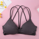 Sexy Cross Straps Knot Padded Bra Women Sports Top Bralette (Grey Blue)