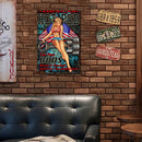 Hot Rod Lady Retro Metal Plate Tin Sign Plaque Poster for Bar Club Cafe (B)
