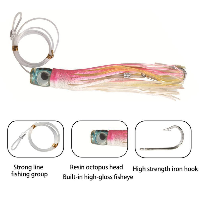 Octopus Squid Fishing Lures Soft Skirt Baits Tuna Trolling Seawater (B)