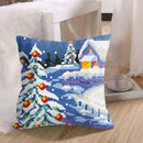 Snow Scene Stamped DIY Cross Stitch Throw Pillowcase 6CT Kit for Car Office Sofa