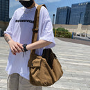 Soft Canvas Shoulder Crossbody Bag Large Capacity Solid Color Messenger Handbags