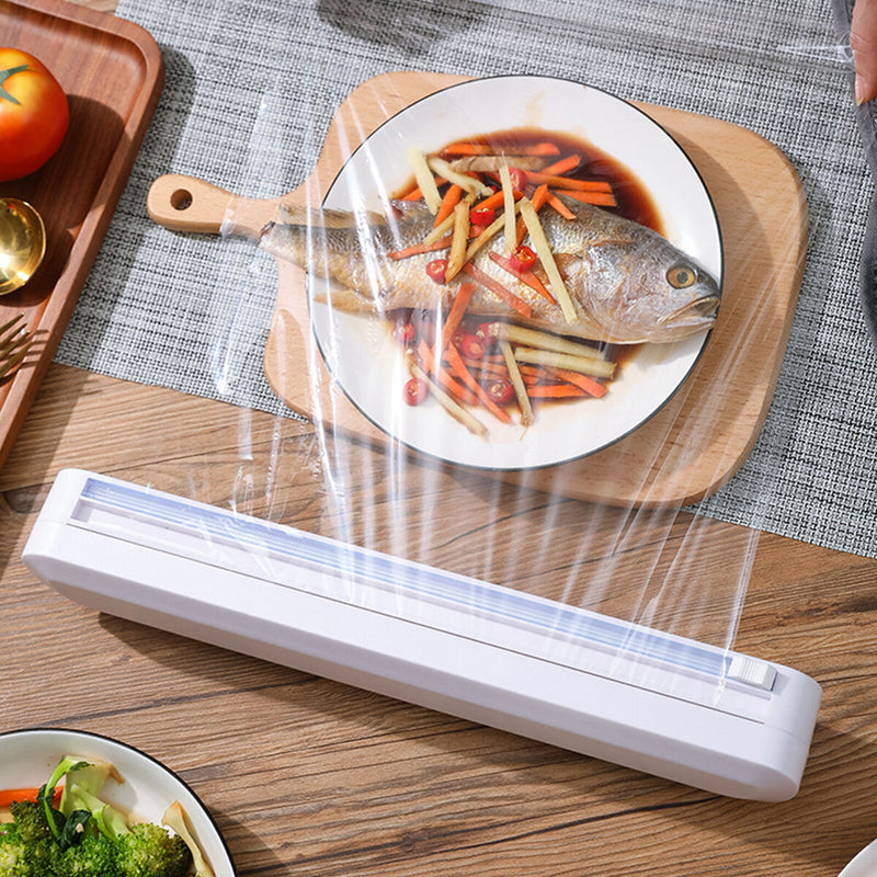 Food Wrap Dispenser - Suction Cup Design Reusable Foil and Cling Film Cutter