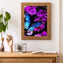 5D DIY Blue Butterfly Full Round Diamond Painting Wall Decor Rhinestone Picture