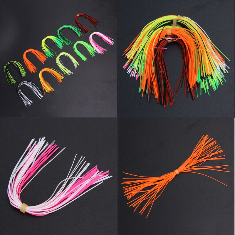 10 Bundles 50 Strands Silicone Skirts Fishing Skirt Rubber Jig Lure Mixed Color