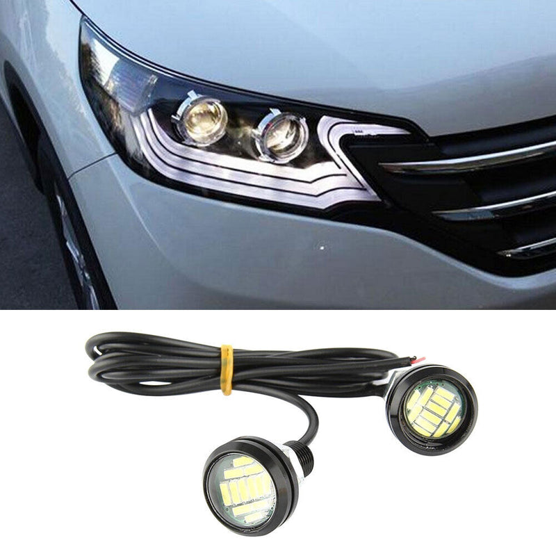2pcs White Eagle Eye LED DRL Reverse Backup Turn Signal Light for Car Motorcycle
