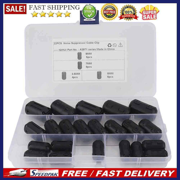 22x Clamp 3.5mm/5mm/7mm/9mm Clip On Ferrite Core Ring Noise Suppressor Filt