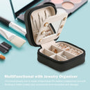 Travel Jewelry Case Waterproof PU Leather Double Layer Organizer (Black)