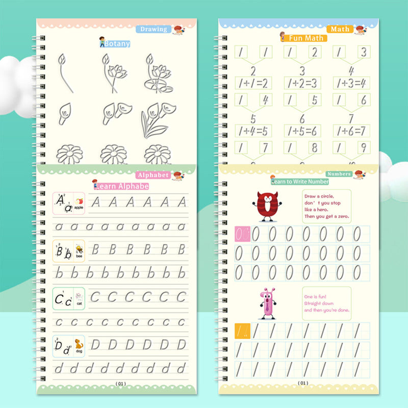 Practice Copybook English Tracing Book Set (Alphabet Number Math Drawing)