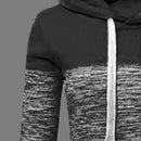 Stitching Women Long Sleeve Hit Color Autumn Leisure Hoodies (Black 2XL)