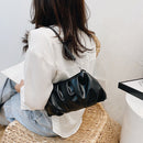 Fashion Ladies Party Wristlet Underarm Bag Cloud Pleated Handbag PU Leather Tote