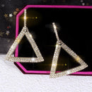 Casual Hollowed Drop Earrings Women Rhinestone Triangle Dangle Ear Hook Jewelry