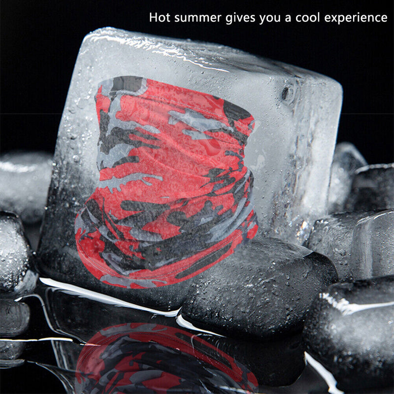 Cycling Camping Neck Tube Scarf Ice Silk Running Bandana (Red Camouflage) Newly