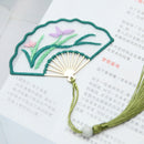 Chinese Style Fan Shaped DIY Needlework Embroidery Tassel Stationery Bookmark
