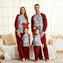 Parent-Child Pajamas Suit Christmas Letter Plaid Sleepwear Match Family Outfits