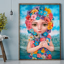 5D DIY Full Round Drill Diamond Painting Flower Girl Home Decor Art Craft