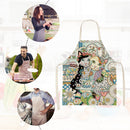 Kitchen Linen Apron Flower Cats Print Home Restaurant Cooking Baking Bib