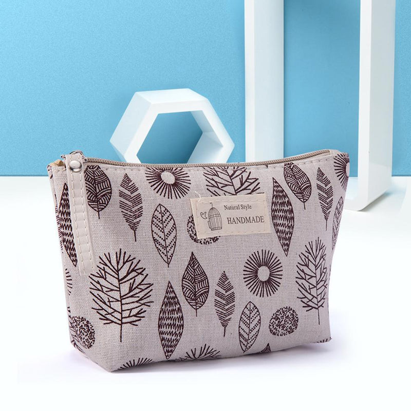 Canvas Make Up Organizer Women Cosmetic Wash Pouch Print Zipper Money Bard Bagd