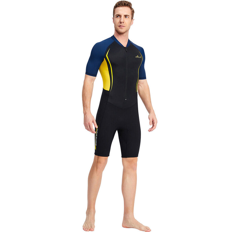 DIVE SAIL Neoprene Scuba Snorkel Swimming Men Body Wetsuits (Yellow L)