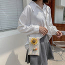 Ladies Knitted Sunflower Messenger Shoulder Bag Mini Mobile Phone Purses