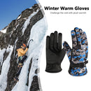 Winter Men Warm Skiing Fleece Gloves with Buckle Thickened (Camo Blue)