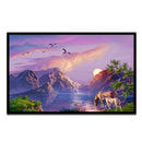 11CT Animal Two Horses Sunset Cross Stitch Printed Full Embroidery Kit Home Art